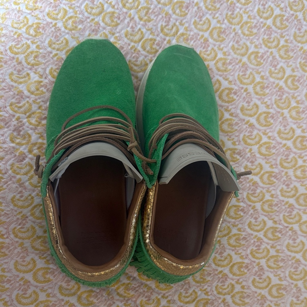 Green and Gold Women's Sneakers - Picture 2 of 5